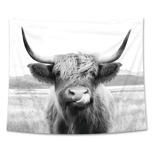 AMBZEK Highland Cow Tapestry, 51Hx59W Inch, Funny Western Decor, Wall Art for Bedroom, Dorm, Living Room