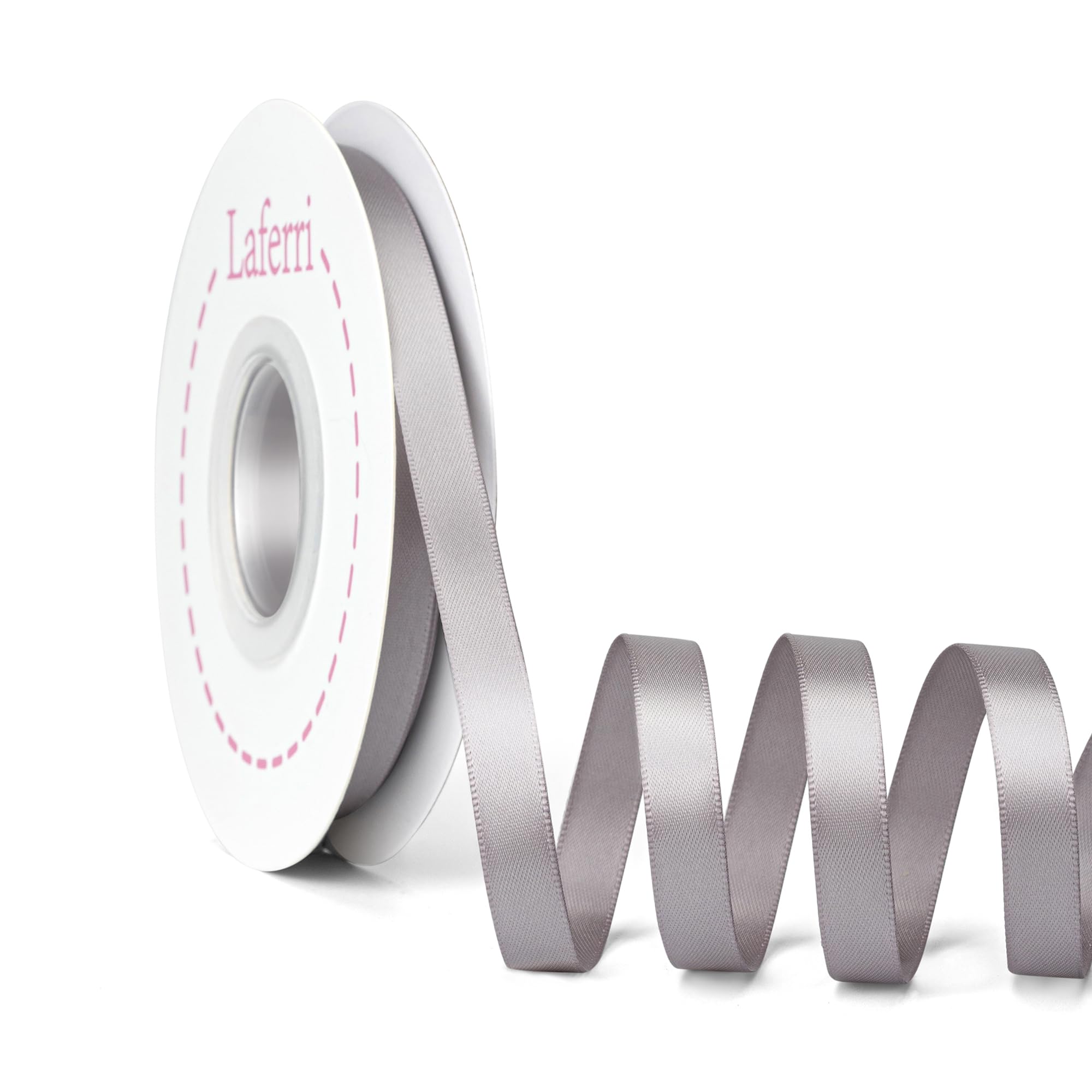 Laferri Silver Satin Ribbon,Double Faced 3/8 X 25 Yards,Fabric Ribbon Use for Gift Wrapping DIY Craft Floral Bouquets Wedding Pa