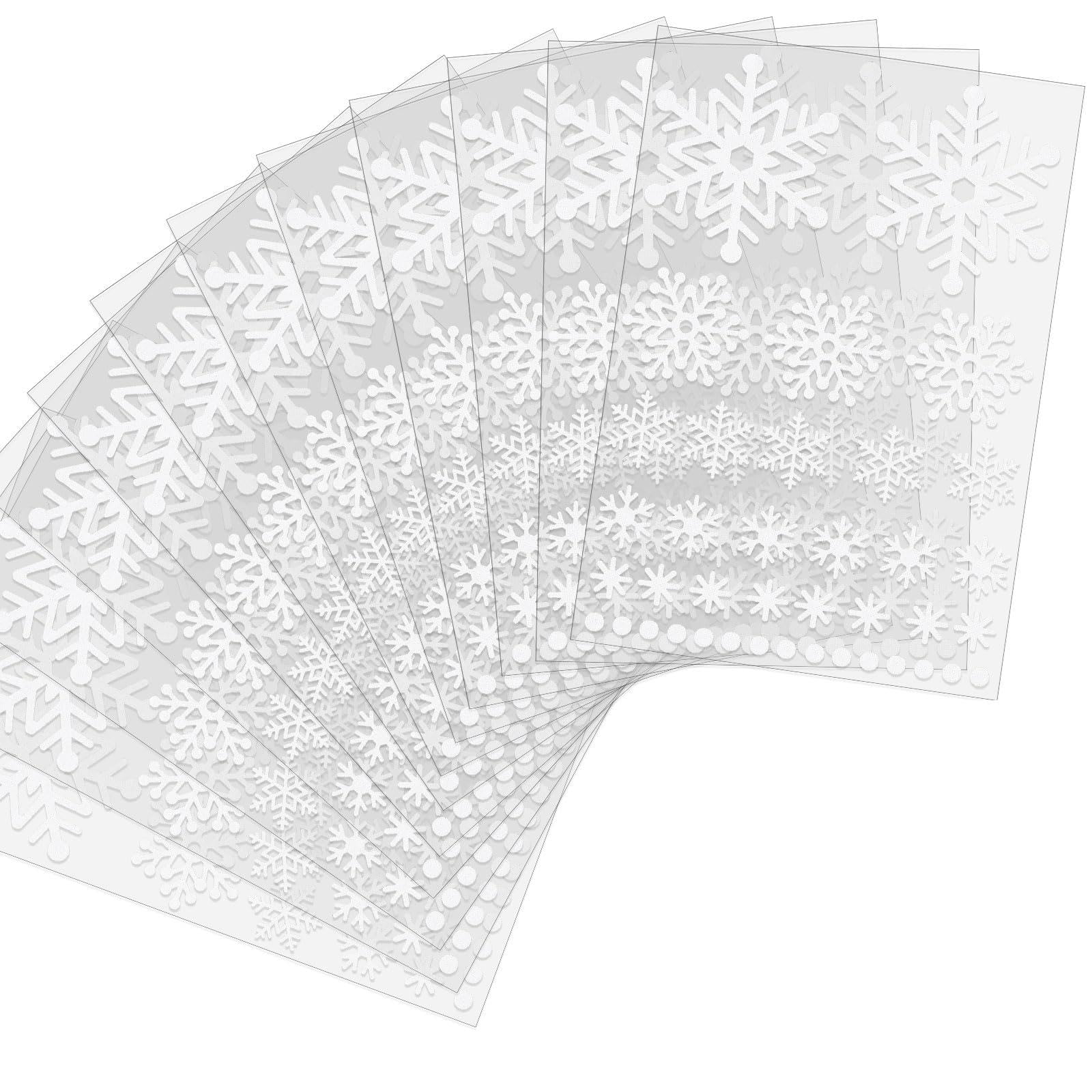 Outus 468 Pcs Christmas Glitter Snowflake Stickers Winter Assorted Size Snowflake Sticker Xmas Self Adhesive Dots Decals for Chr