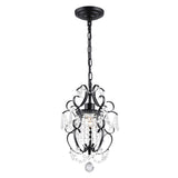 riomasee Mini Chandelier Black Crystal Chandelier 1 Light Elegant Chandelier Crystal Iron Ceiling Light Fixture for Bedroom,Farm
