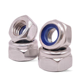 M4 x 0.7 Nylon Insert Lock Nuts (100pcs) DIN 985 Metric 304 Stainless Steel Hex Locknuts Standard Metric Thread Nylock Nuts Anti