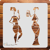 Kachi Pencil Trible Lady Art Stencils for Art and Craft Painting, Size 6 x 6 inch Reusable Stencil for Painting, Fabric, Glass,