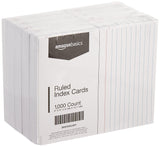 Amazon Basics Ruled Lined Index Cards for Study, Notes and Recipes, White, 3 x 5, 1,000 Count (10 Pack of 100)