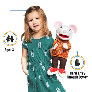 14 Mouse w/Sneakers, Animal Hand Puppet