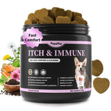 POPPAW Itch Relief for Dogs - Turmeric Supplements for Itching Skin Comfort & Coat Health & Seasonal Allergy Care, Immune Suppor