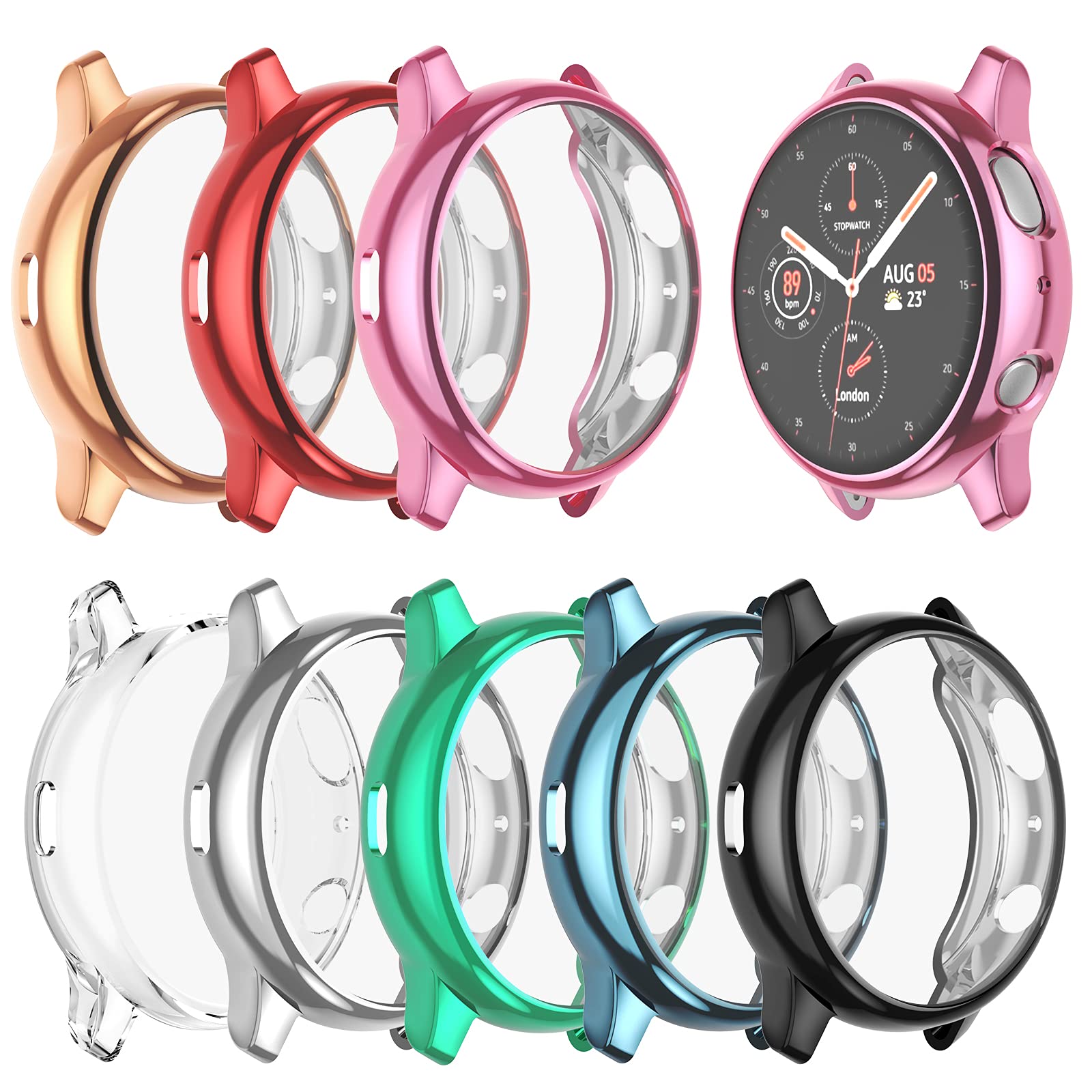 BHARVEST [8 Pack] Screen Protector Case Compatible with Samsung Galaxy Watch Active 2 40mm, Soft TPU Plated All Round Scratch Re