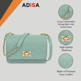 Adisa Women'S Girls Quilted Cross Body Sling Bag (Sl5059-Green),Green,,B09GNDD7F3