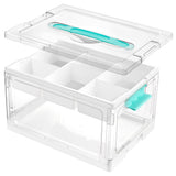 Vtopmart 24 QT Clear Plastic Craft Organizers and Storage Box with Removable Trays and Dividers,Art Supply Organizers and Storag