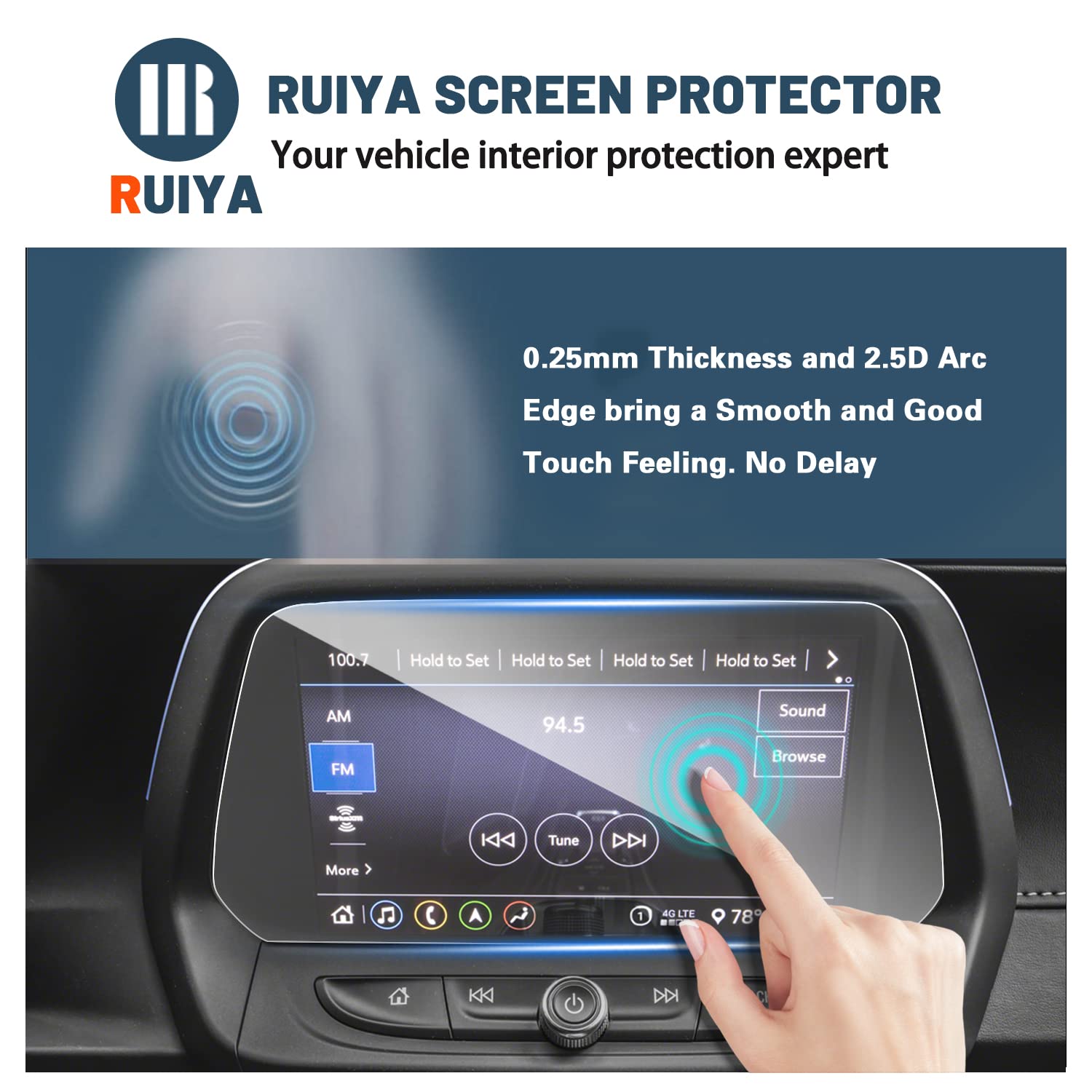 Ruiya Screen Protector for Chevy Camaro(SS, ZL,1LS, LT, LT1) 2016-2024 Chevy Camaro Accessories 9HD Tempered Glass Compatible wi