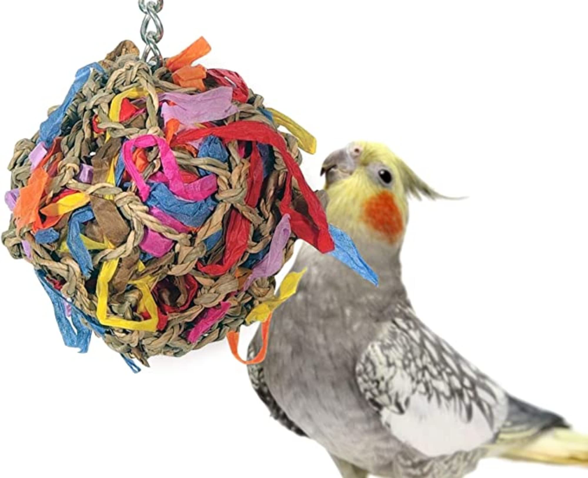 Sweet Feet And Beak Super Shredder Ball - Bird Toys Cage Accessories, Keep Your Birds Foraging For Treasures, Non-Toxic Toys For