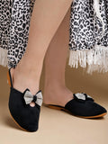 Shoetopia Embellished Black Flat Mules For Women & Girls-Eu36,Black,3,B0D8QDX17J