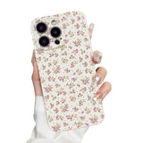 Faneiy for iPhone 16 Pro Max Case Cute Flower Aesthetic Women Girly Fashion Protective Phone Case Floral Pink Red