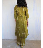 Gosriki Women'S Rayon Viscose A-Line Printed Kurta With Palazzo (Chaurya Mehandi-Gs_L_Mehandi_Large),Mehandi,,B0F6356L8L