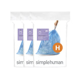 simplehuman Code H 60 Count, Genuine Custom Fit Liners, Drawstring Trash Bags in Dispenser Packs, 30-35 Liter / 8-9.2 Gallon, Bl