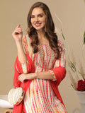 Anni Designer Women'S Rayon Blend Straight Printed Kurta With Pant & Dupatta (Tiedye Red_L_Red_Large),Red,L,,,