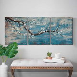 Amatop 3 Piece Wall Art Hand-Painted Framed Flower Oil Painting On Canvas Gallery Wrapped Modern Floral Artwork For Living Room 
