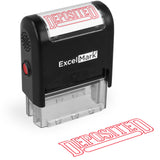 ExcelMark DEPOSITED - Self-Inking Rubber Stamp - Red Ink