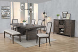 Sunset Trading Cali 7 Piece 96 Rectangular Extendable Dining Table Set | Brown Solid Wood | 4 Chairs And Bench | Server | Seat