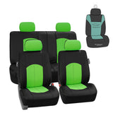 FH Group Automotive Seat Cover Highest Grade Faux Leather Green Black Full Set, Combo Car Seat Cover Design Airbag Compatible Sp