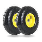 (2 Pack) AR-PRO 410350-4 All Purpose Utility Air Tiresyellow Wheels with 10 Inner Tube, 58 Axle Bore Hole, 22 Offset Hub and Dou