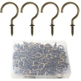 Biaungdo 120 Pack 1/2 Inch Small Screw Hooks with Plastic Box, Bronze Self-Tapping Ceiling Cups Hooks for Hanging