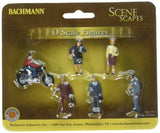 Bachmann Trains FIGURES CITY PEOPLE with MOTORCYCLE (7pcs/pk) O Scale