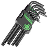 Carbyne Torx Wrench Set (Torx Key Set/Star Wrench Set) 9 Piece, Long Arm, T10 to T50 S2 Steel