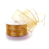 Ribbon Traditions 2.5 Wired Sheer Organza Ribbon Old Gold 10 Yards