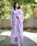 Gosriki Women'S Cotton Blend Printed Straight Kurta With Pant & Dupatta (Zuri Purple-Gs_M_Purple_Medium),Purple,,B0D41QSXB7
