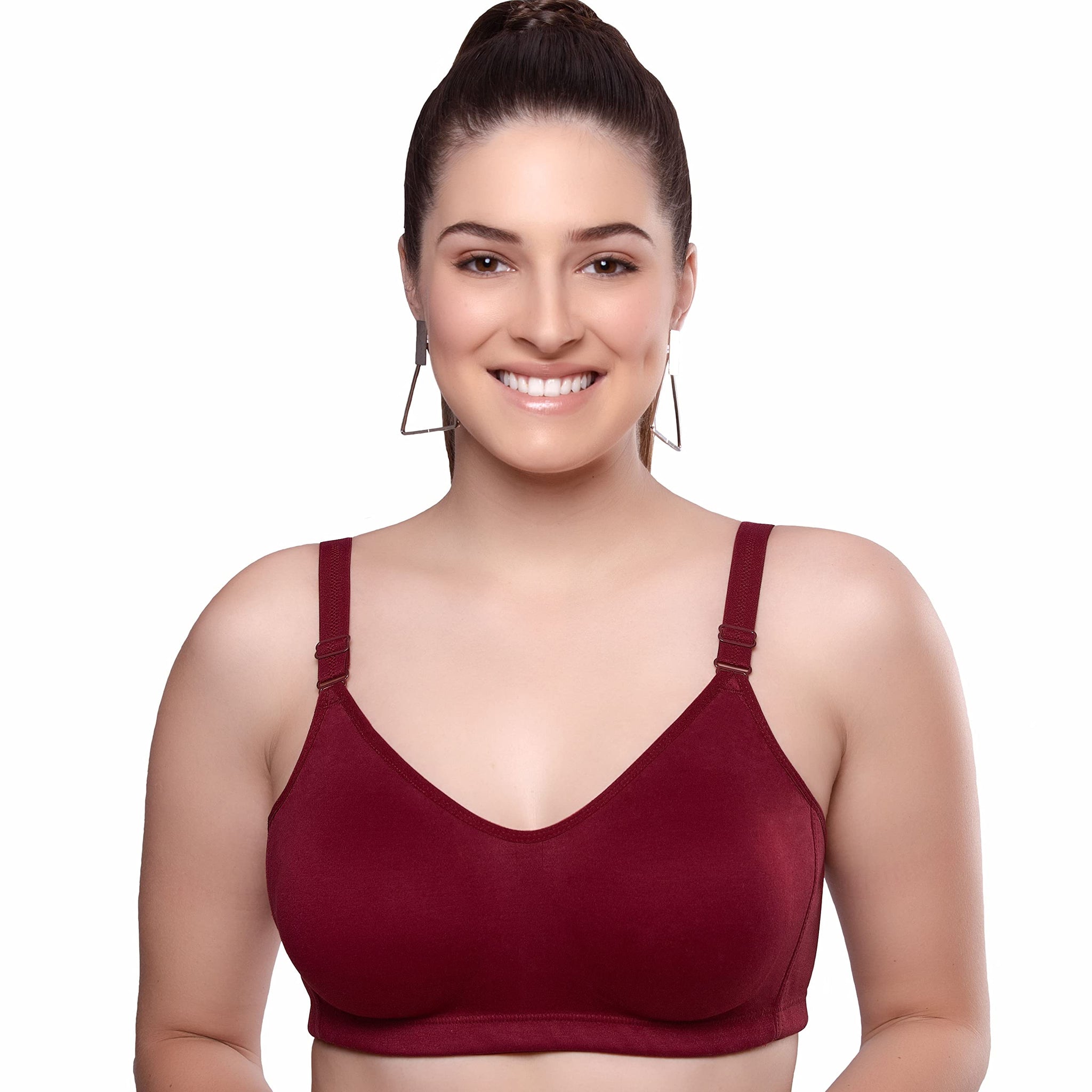 Trylo Riza Superfit Women'S Non Wired Non Padded Dual Layered Premium Fabric Bra Available In C To G Cups Sizes 32 To 42 & Available In 8 Color Ruby,RUBY,36,B09FY4G4PM