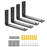SAYAYO Floating Shelf Brackets Heavy Duty 6 Inch, 1/5 Inch Thicken Black Shelf Bracket for Wood Shelves, Metal L Brackets Shelvi