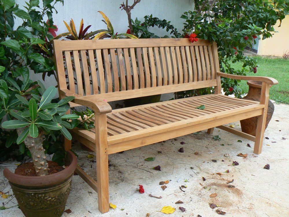 Anderson Collections Del-Amo Teak Garden Bench Fabric : Without Cushion