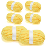Chunky Chenille Yarn for Crocheting/Arm Knitting, Super Soft Jumbo Knit Blanket Yarn Yellow 6 Pack (32 yds, 8.5 oz Each Pack)