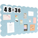 Mooliwe Scalloped Felt Bulletin Board 48 x 36 Inches Foldable Light Blue Pin Cork Board Alternative for Wall, 4 x 3 Trifold Pi