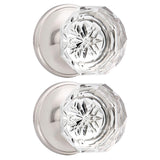 Orger Dummy Crystal Door Knobs with Diamond Shape in Satin Nickel Finish, Inactive Non-Turning Single Side Interior Dummy Handle