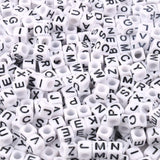 NITOPUPU Acrylic Letter Beads Alphabet Black Letter White Cube Beads for Friendship Bracelets and Gifts Souvenir Jewelry Making(