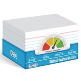 Chell 500 Count Index Cards 3x5 Inch Heavyweight, Ruled Front and Blank Back, 65 lb. Cover Weight, White