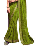 Satrani Womens Knit Pure Georgette Saree (2555S283N_Olive Green)