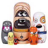 Tngan Russian Nesting Dolls, 5 Pcs 6 Tall Animal Nesting Easter Eggs Toys, Stacking Wooden Handmade Matryoshka Dolls for Kids To
