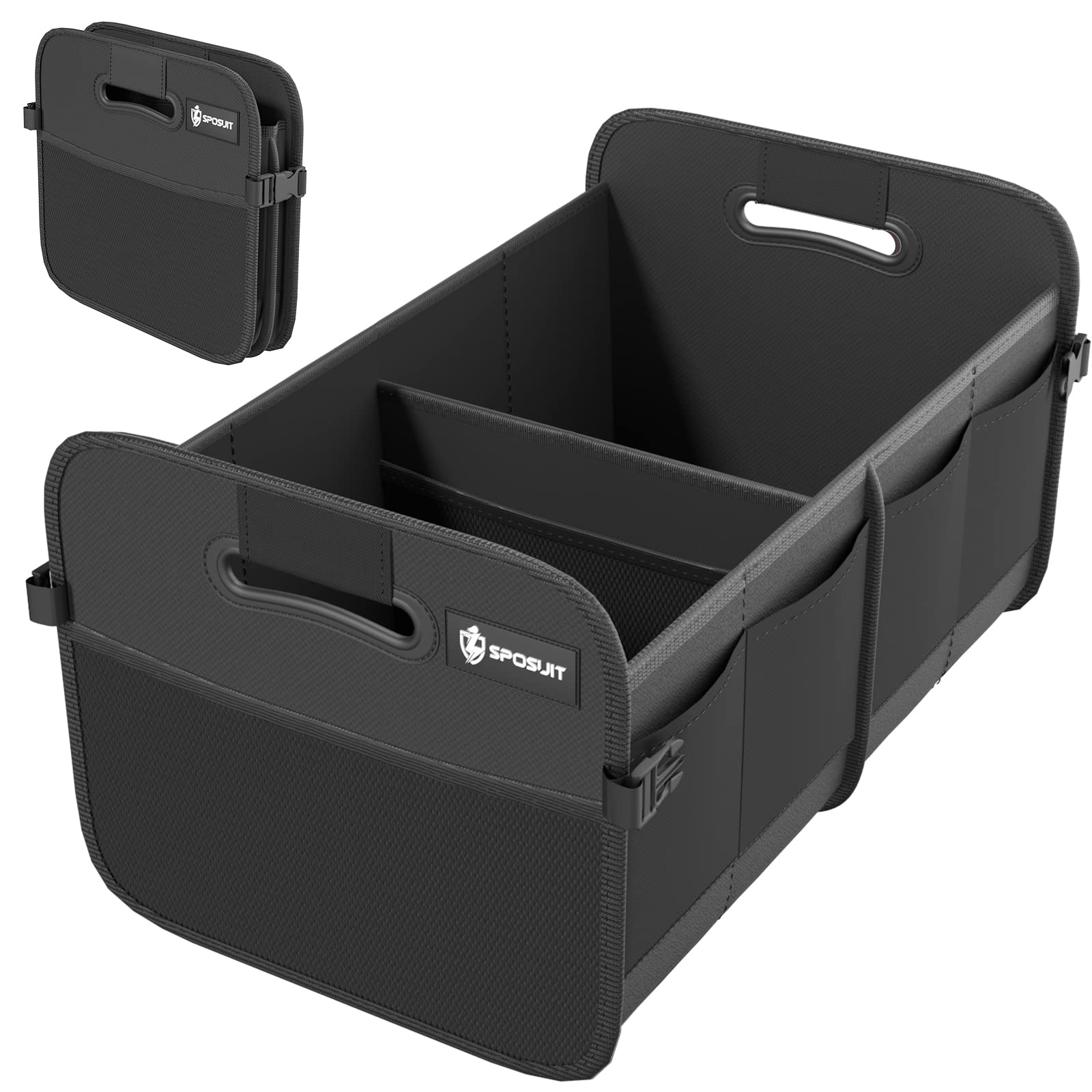 Sposuit Trunk Organizer For Car - Collapsible Trunk Storage With 11 Pockets & Reinforced Handles, Suv Trunk Organizers For Groce