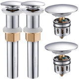 REGALMIX Pop Up Drain Without Overflow, Bathroom Sink Stopper for Vessel Vanity Sink 2 Pack Polished Chrome, All Metal - Big Cap