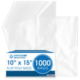 Spartan Industrial - 10X 15(1000 Count) 1.1 Mil Flat Open End Clear Plastic Poly Bags - For Proofing Bread Dough, Packag
