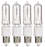 Pack of 4 - 100 Watt JDE11 Halogen candelabra bulb - 100W T4 120V Light Bulbs-Clear Finish -E11 Mini-Candelabra Base T4 Bulb-Dim