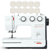 Bernette B35 Sewing Machine with 23 Built-In Stitches, 5mm Stitch Width, Front-Loading Hook, 1-Step Buttonhole, and 10 Free Bobb