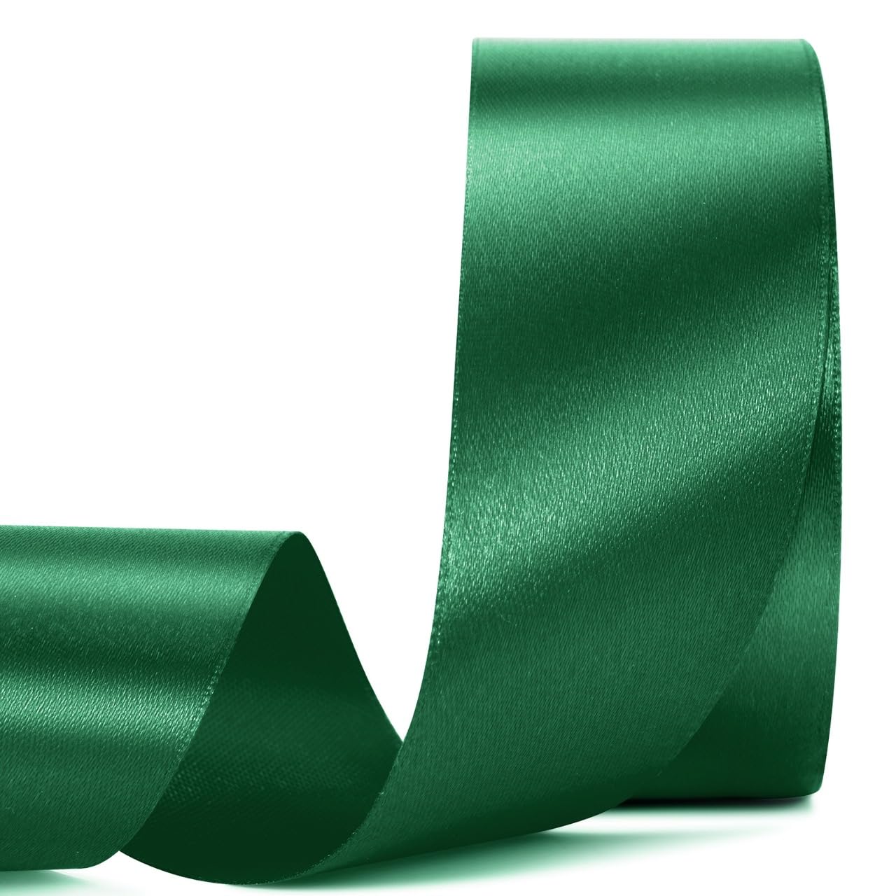 Christmas Green Ribbon 1 1/2 Inch, 25 Yards Solid Christmas Green Satin Ribbon for Gift Wrapping Floral Bouquets Wedding Party D