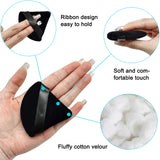12 Pieces Black Cosmetic Powder Puff,2.76 inch Portable Soft Sponge Setting Face Puffs,Triangle Velvet Powder Puff with Ribbon B