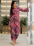 Libas Womens Printed Cotton Pathani Kurta With Salwar Rust 26