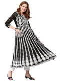 Anni Designer Women'S Georgette Chikankari Embroidered Anarkali Kurti (Naav-Black-Sm_M_Black_Medium),Black,M,,,