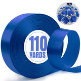 XSEINO 110 Yards Ribbon,1 1/2 Inch Royal Blue Satin Ribbon for Flower Bouquet, Gift Wrapping, Ribbons for Crafts, Hair Bows Maki