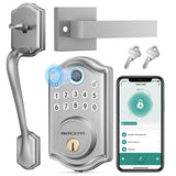 AkaGear DS10 Pro Keyless Entry Door Lock with Handle Set, Smart Front Door Locks Set, Electronic Keypad, Fingerprint Deadbolt, B